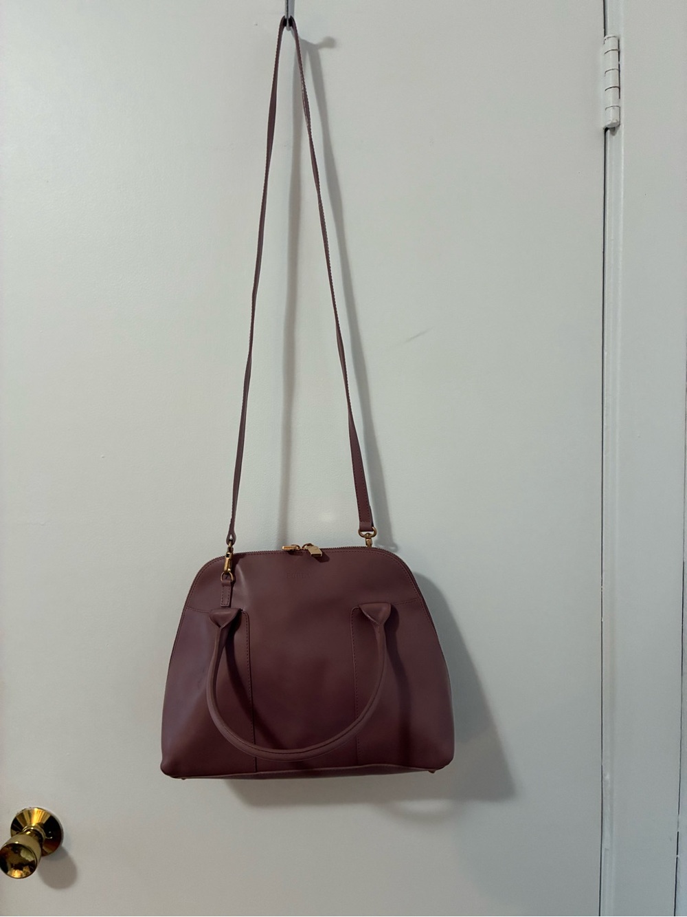 Furla Mauve Leather Satchel with Detachable Strap
